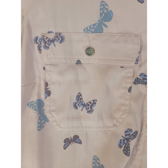 eddie bauer womens fishing camp shirt size XL classic fit pink butterfly print - Picture 7 of 7